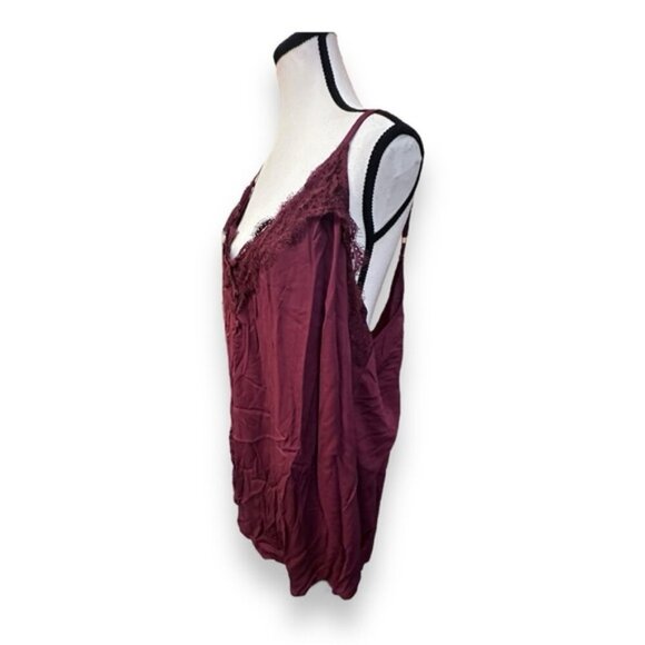 🆕 NWT torrid 4 Red Brown Ava Stretch Challis Lace Trim Cami 26 28 4XL XXXXL - Picture 3 of 12